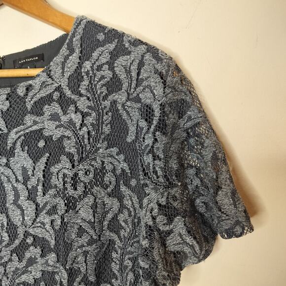 Ann Taylor Floral Lace Top Peplum Short Sleeve - Picture 4 of 9